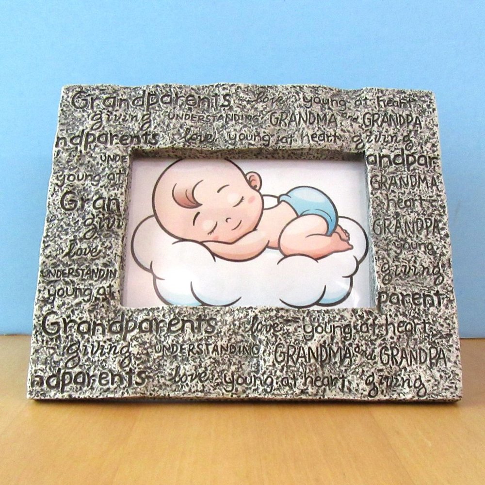 Ceramic Grandparents picture frame - 4 1/2 x 3 photo - grandma & grampa - Cute!